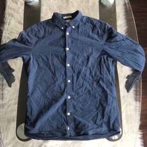 Blue H&M Casual Button Down Long-Sleeve Shirt